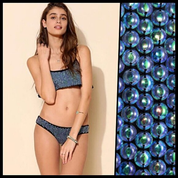 Beach Riot Iridescent Sequin Bikini Top & Bottom - Picture 1 of 11